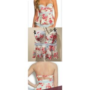 Betsey Johnson High Waist Tankini Swimsuit 2 Piece Underwire Prisoner of Love S